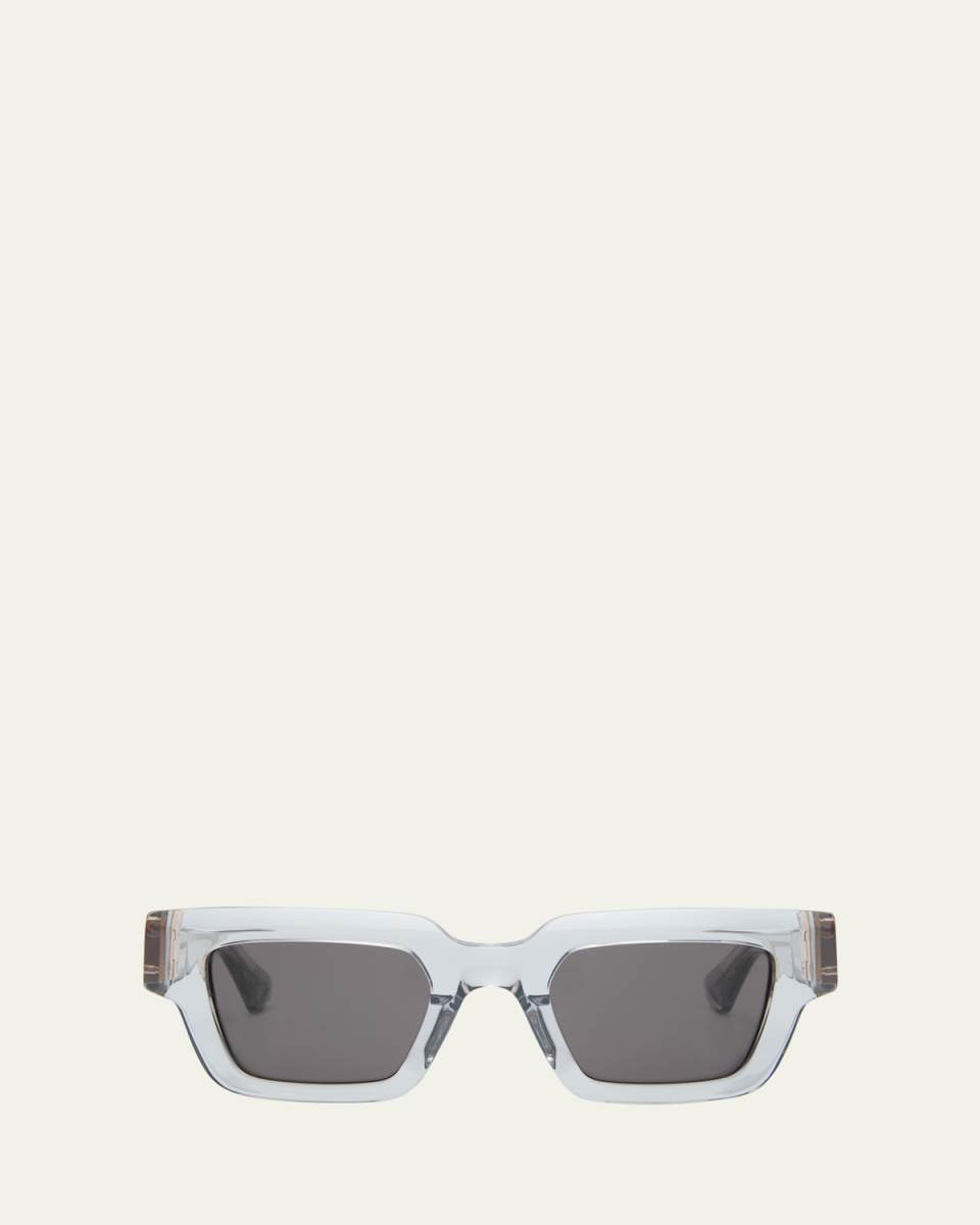 Acetate Rectangle Sunglasses With Hardware Accents
